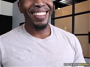 Iris Rose gets creampied by big black cock in front of her dad