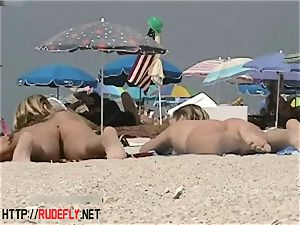 platinum-blonde model naturist on the bare beach hidden cam flick
